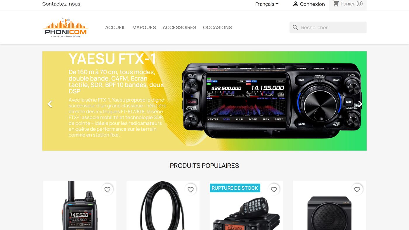 Boutique en ligne Phonicom, matériel radioamateur